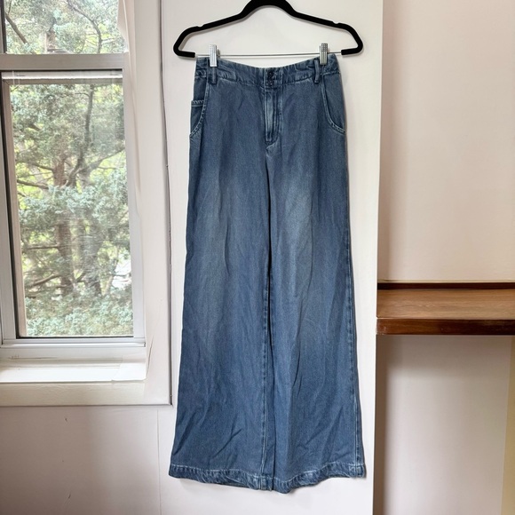 New Young Fabulous Broke Wide Leg Trouser Jeans Flowy Pants Denim Blue - Picture 1 of 8